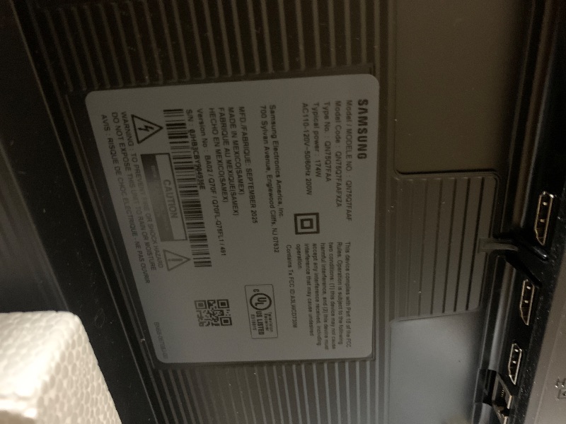 Photo 1 of [SOLD FOR PARTS] Samsung 75-Inch Class QLED Q7F Series Samsung Vision AI Smart TV (2025 Model, 75Q7F) Quantum HDR, Object Tracking Sound Lite, Q4 AI Gen1 Processor, 4K upscaling, Gaming Hub, Alexa Built-in
