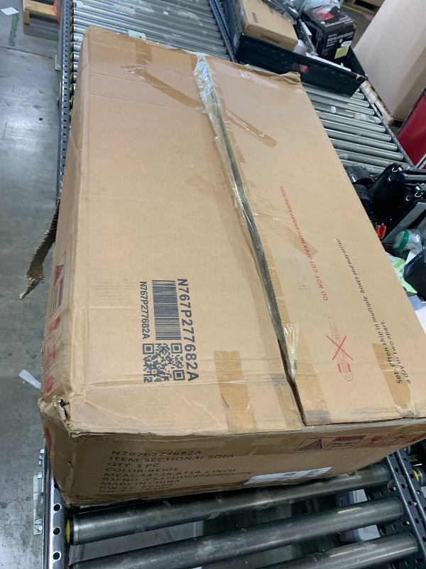 Photo 1 of [SOLD FOR PARTS] Merax 140" Curved Polyester Sectional Sofa Set, 7 Seat Modern Cloud Couch with Chaise Lounge, 3 Pillows, Fully Assembled for Living Room, Beige