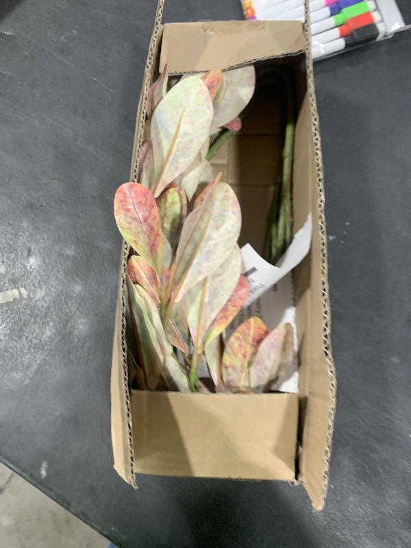 Photo 1 of 3PCS Artificial Greenery Stems 31.5 Inch Fall Faux Branches for Vase Fake Pittosporum Tobira Leaves Branches Long Stems Plants Leaf Bushes for DIY Floral Arrangement Bouquets Party Home Decor Yellow