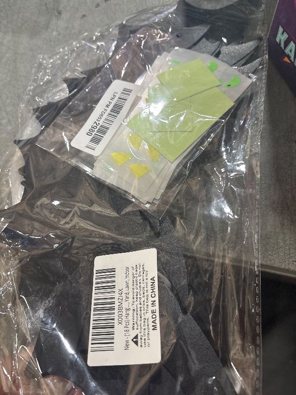 Photo 1 of (18 Pcs) Hanging Bats Halloween Decoration Outside, Large Flying Plastic Bats Outdoor Decor, 3 Different Sizes with Cute Eye Stickers for Hanging in The Tree, Porch, Yard, Lawn, Indoor