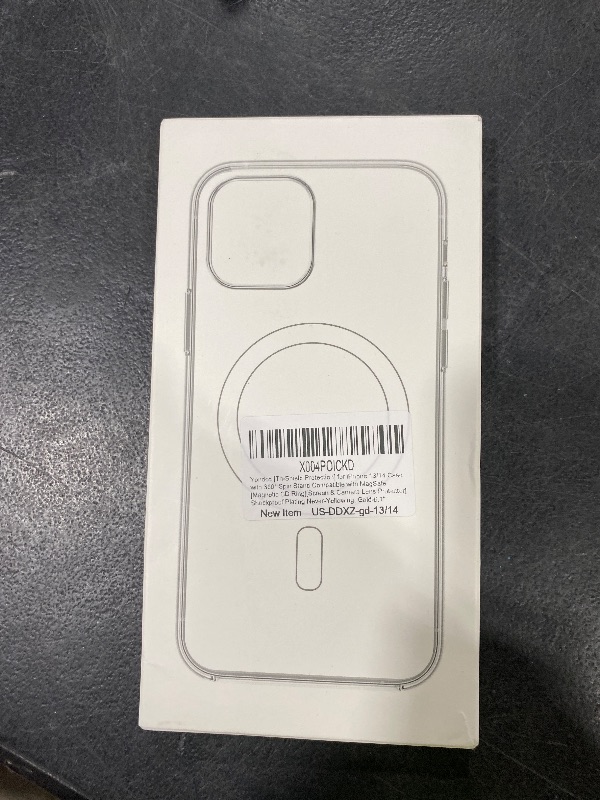 Photo 1 of [Tri-Shield Protection] for iPhone 13/14 Case with 360° Spin Stand Compatible with MagSafe [Magnetic CD Ring] [Screen & Camera Lens Protector] Shockproof Plating Never-Yellowing, Gold-6.1"