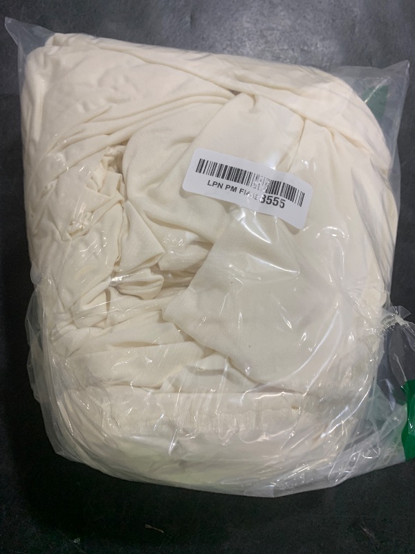 Photo 1 of 1 Pack Ivory Table Clothes for 6 Foot Rectangle Tables, One-Piece Wrinkle Resistant Stretch Spandex Table Covers with Skirt for Event Banquet Wedding Birthday Party