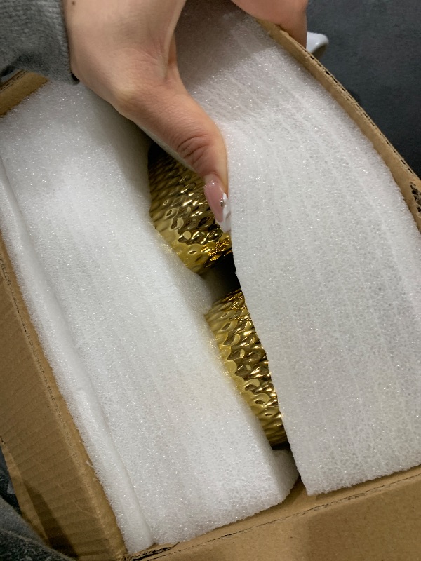 Photo 1 of !!GOLD!!! Bathroom Accessory Set 4 Piece Ceramic Bath Accessories Sets Complete, Rain- Drop Shaped Bathroom Essential with Toothbrush Holder & Dish, Tumbler, Soap Dispenser Set for Bath Decor