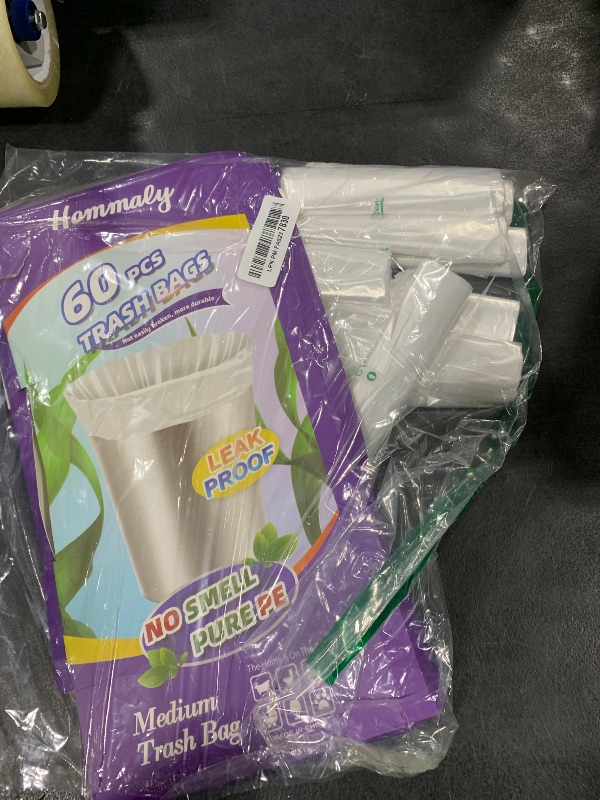 Photo 1 of 10 Gallon 60pcs Medium Clear Trash Bags Strong Clear Garbage Bags, Bathroom Trash Can Bin Liners, Plastic Bags for Office Home Kitchen, Waste Basket Liner, Fit 30 Liter, 10 Gal(10G60-Clear)