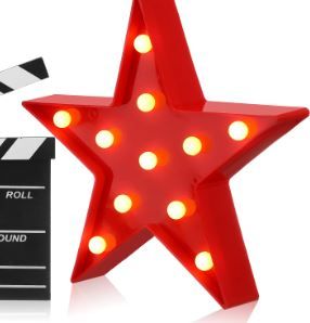 Photo 1 of  Movie Night Supplies Movie Theater Decor Film Clapper Board Accessory and Marquee Light LED Star Sign Props for Moving Night Decorations Party Supplies