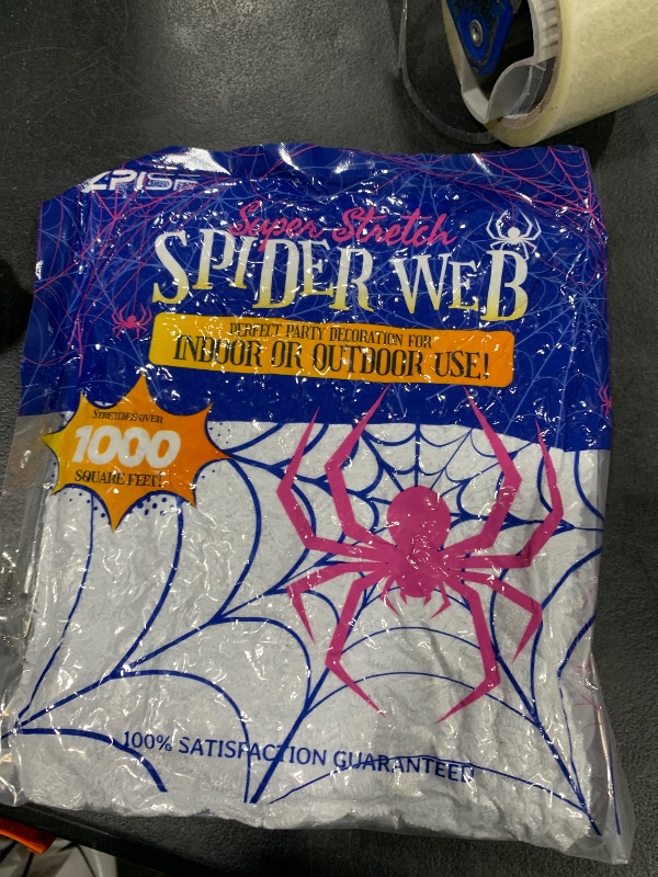 Photo 1 of 1000 sqft Spider Webs Halloween Decorations Bonus with 30 Fake Spiders, Super Stretch Cobwebs for Halloween Indoor and Outdoor Party Supplies