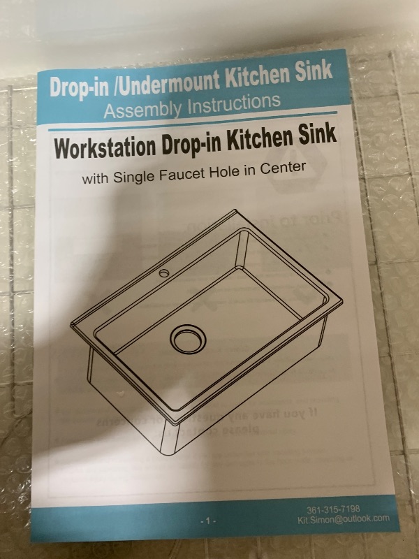 Photo 1 of HOMLYLINK 30x22 Drop In Kitchen Sink White 1 Hole, 30 Inch Topmount Fireclay Sink Drop In Single Bowl, Heavy Duty Large Capacity Deep Basin, w 2 Accessories, Pure White, for Kitchen, Laundry