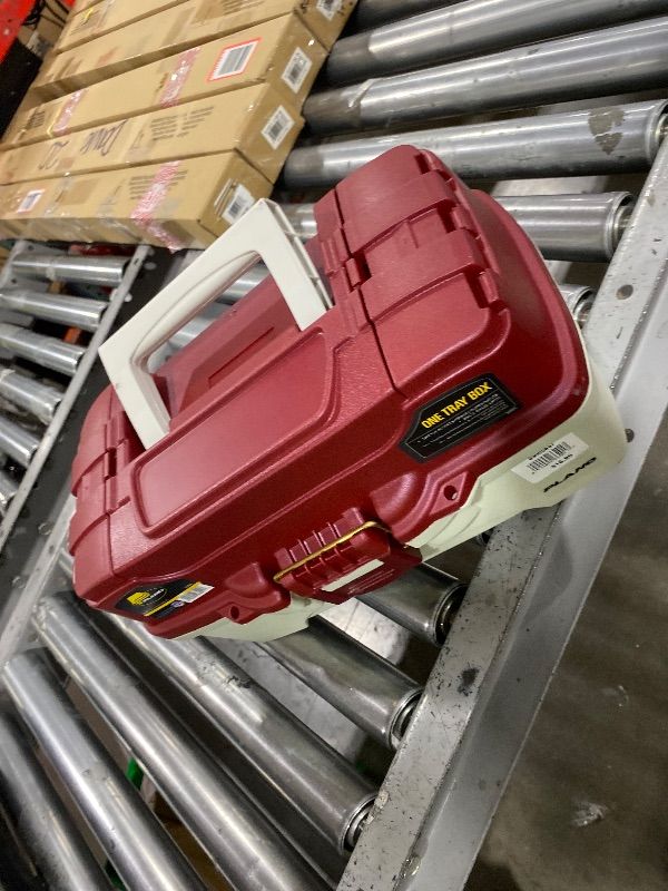 Photo 1 of 1 Tray Tackle Box w/Dual Top Access Red Met/Off White