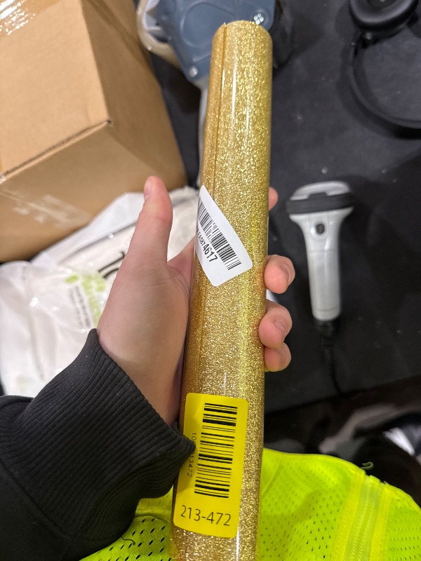 Photo 1 of ?TORC Champagne Glitter HTV Champagne Heat Transfer Vinyl HTV Rolls, 12" x 6 ft Iron on Vinyl for T Shirts Champagne HTV Vinyl for All Cutter Machines Easy to Cut & Weed for Heat Vinyl Design 1 Roll