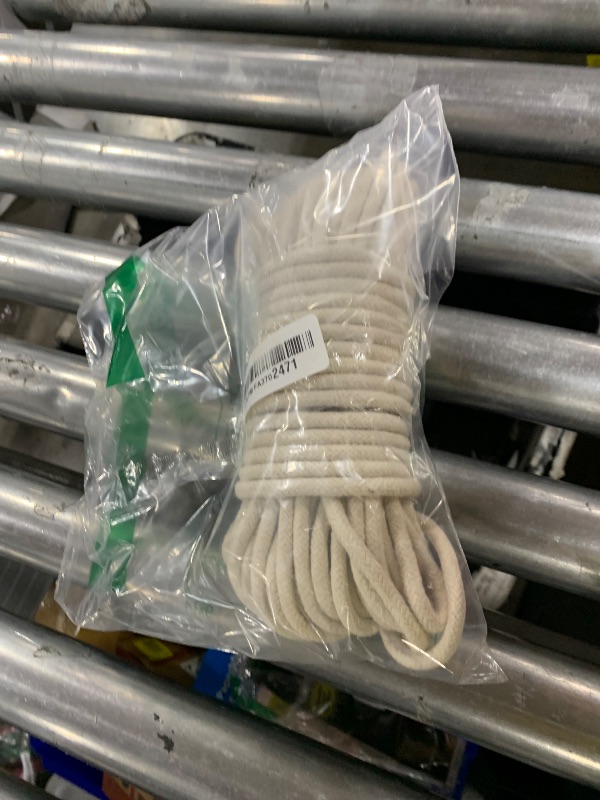 Photo 1 of 1/4 Inch Natural Cotton Rope, White Craft Clothesline, Used for DIY Rope Baskets, Handicrafts, Candle Wicks, etc, 6MM, 52 Feet.