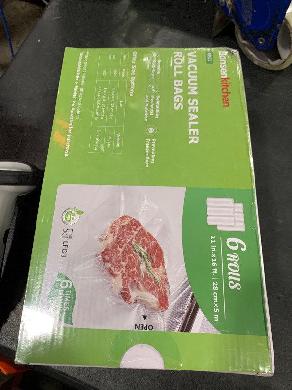 Photo 1 of [2025 Upgraded] Bonsenkitchen 6 Rolls 11" x 16' Vacuum Sealer Bags for Food with a Color Box, Easy to Store, Commercial Grade, BPA Free, Great for Food Storage or Sous Vide, VB21