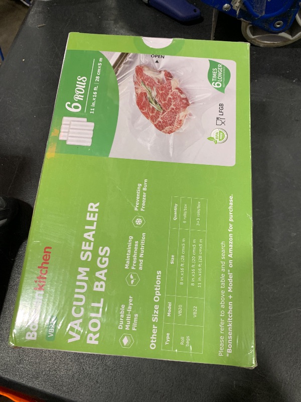 Photo 1 of [2025 Upgraded] Bonsenkitchen 6 Rolls 11" x 16' Vacuum Sealer Bags for Food with a Color Box, Easy to Store, Commercial Grade, BPA Free, Great for Food Storage or Sous Vide, VB21