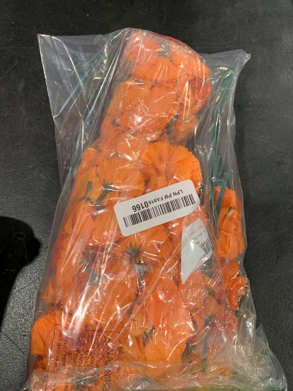 Photo 1 of 100 Pcs Artificial Marigold Flower Heads,Silk Marigold Heads Bulk with Stems,Fake Flowers for Diwali Home Decor, Day of The Dead, Party, Indian Wedding, Halloween Decor, DIY Wreath Garland