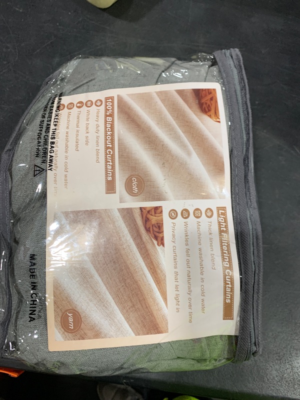 Photo 1 of 100% Blackout Curtains 84 Inch Length 2 Panels Set Farmhouse Style for Bedroom Windows/Living Room Thermal Insulated Neutral Boho Drapes Linen Blend Dark GreyBeige 7ft Long Hook Belt Pleated/Back Tab