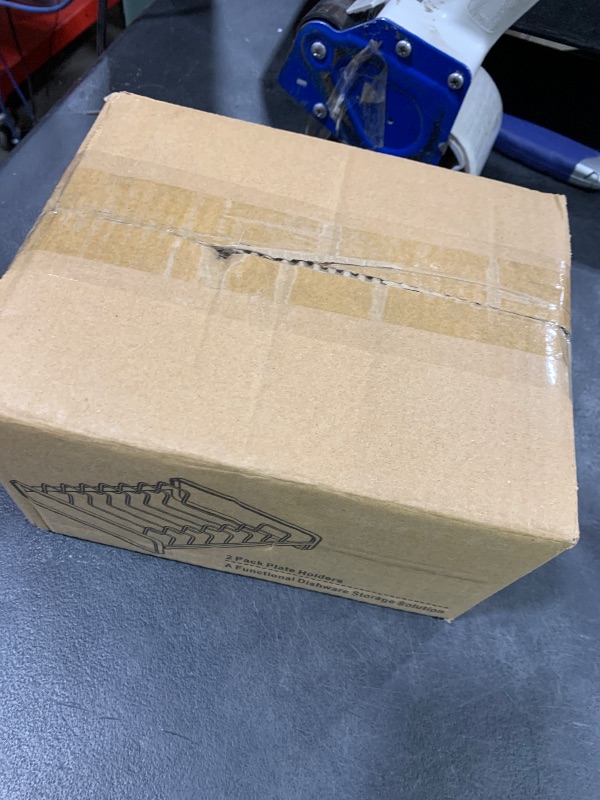 Photo 1 of 2 Pack Plate Holders Organizers 8 Slots Upright Cabinet Dish Drying Racks Metal Plate Stands (for 6In. 10In. Plates) Dish Organizers for Countertop and Cupboard(at Least 11.2in.Height) Black