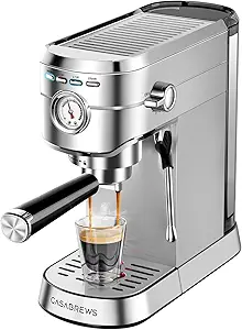 Photo 1 of CASABREWS CM5418 Espresso Machine 20 Bar, Compact Espresso Maker with Steam Milk Frother, Stainless Steel Coffee Machine with 34oz Removable Water Tank for Cappuccino, Gift for Women or Men, Silver