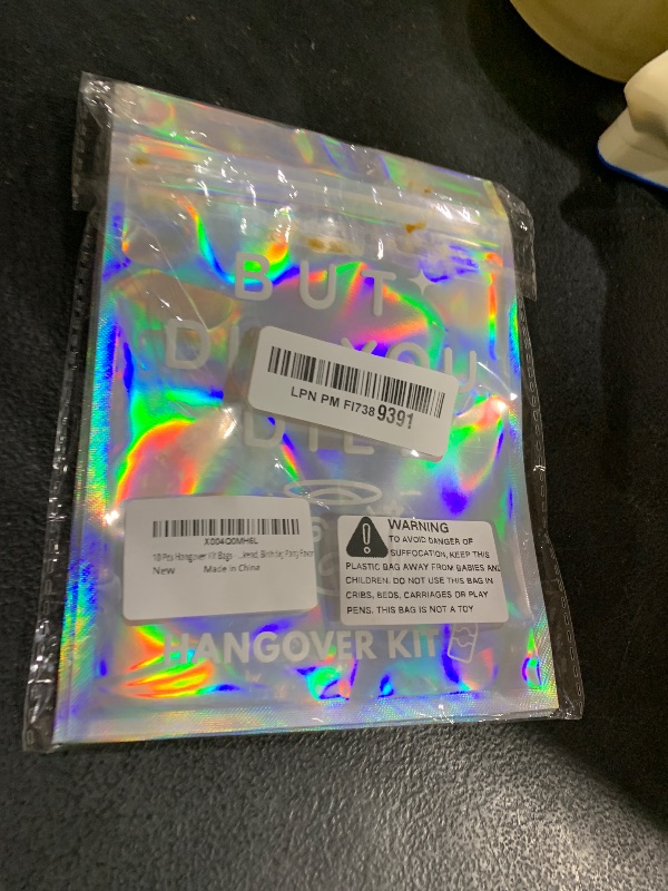 Photo 1 of 10 Pcs Hangover Kit Bags - "But Did You Die?" Holographic Resealable Pouches for Bachelorette, Bridal Shower, Girls Weekend, Birthday Party Favors