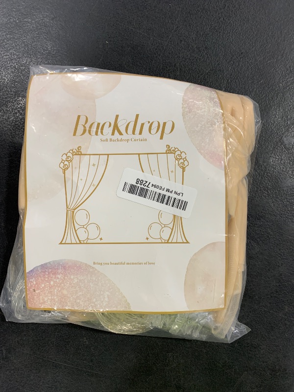 Photo 1 of 10x10ft Champagne Tulle Backdrop Curtain with Lights String for Parites, Sheer Photo Backdrop Curtains with Lights for Wedding Backdrop Ceremony Reception Bridal Shower Baby Shower Birthday Party