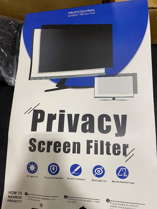 Photo 1 of [2-Pack] 24 Inch Privacy Screen for Computer Monitor 16:9 Aspect Ratio, Eye Protection Anti Blue Light Glare Shield, 24inch Removable Black Blackout Anti Spy Desktop Security Private Filter