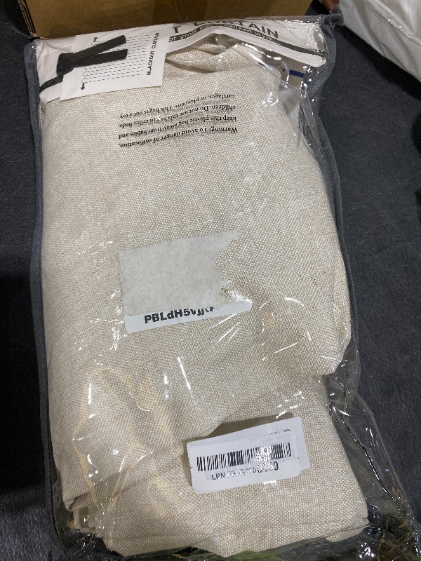 Photo 1 of 100% Blackout Shield Linen Blackout Curtains for Bedroom 90 Inches Long, Back Tab/Rod Pocket Living Room Drapes, Thermal Insulated Blackout Curtains 2 Panels Set, 50" W x 90" L,Cream