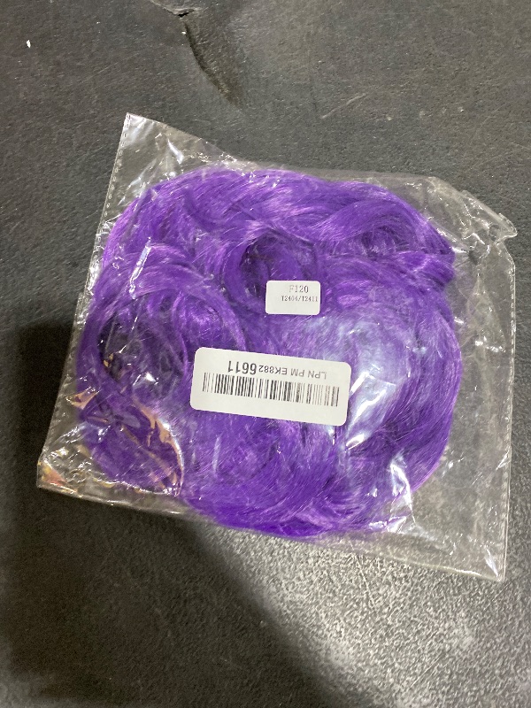 Photo 1 of 1 Piece Hair Bun Hair Piece Scrunchies Thick Up-do Synthetic Wig With Elastic Rubber Band Messy Bun Curly Wavy Donut Ponytail Hair Extension Hair Accessories For Women Girls (Purple, F120-T2411PR04)