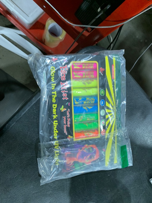 Photo 1 of 12 PCS Glow Face Body Paint, Glow In The Dark Under UV Black Light Sticks Makeup Neon Face Painting Kits for Adult Halloween Festival Accessory Glow Party Supplies