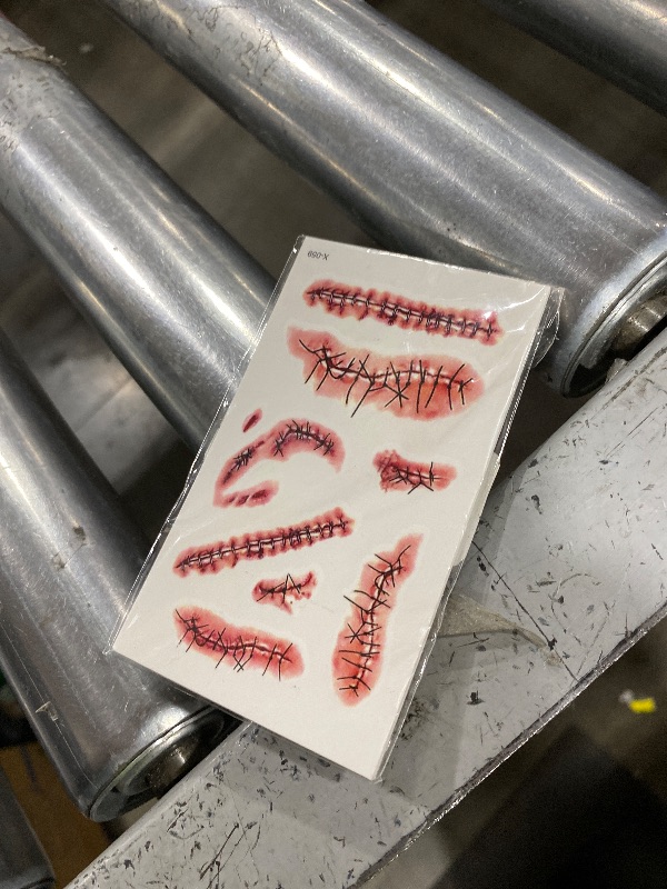 Photo 1 of 10 Sheets Halloween Temporary Tattoos, Realistic Temporary Tattoos Stickers, Scars Tattoos for Zombie Costume, Halloween Parties, Party Favor, Party Supplies