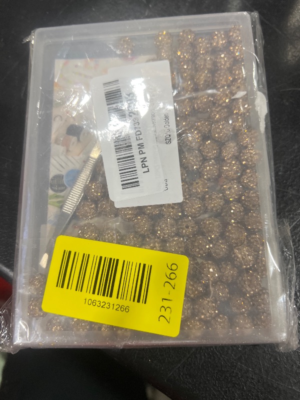 Photo 1 of 120PCS FIVEIZERO Rhinestone Beads for Jewelry Making, 10mm Light Brown Shiny Round Sparkle Crystal Clay Bead Bulk Sparkly Baseball Necklace Beads for Bracelets and DIY Crafts