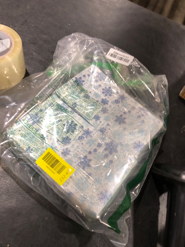 Photo 1 of 100 Pcs Party Paper Napkins, Snowflake Paper Napkins Watercolor Guest Napkins Snowflake Decorative Paper Guest for Winter Festive and Christmas Decoration (Blue)