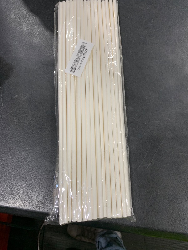 Photo 1 of 50 PCS Cotton Candy Sticks, 13.78 Inch Cotton Candy Sticks White Cotton Candy Holder Solid Color Simple Paper Straws Cones for Birthday Wedding Party, Candy Making