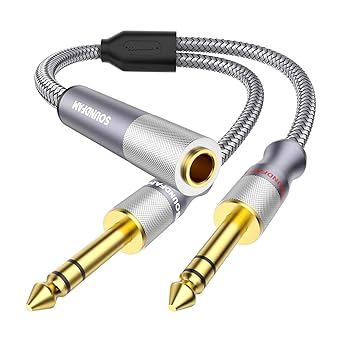 Photo 1 of 1/4" Splitter Cable 2 Feet/60CM,Microphone Splitter 1 Female to 2 Male TRS 1/4 inch Splitter 6.35mm Stereo Female Plug to Dual 6.35mm Male-Grey