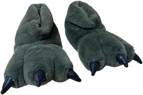 Photo 1 of Green Plush Monster Claw Slippers With Black Non-Slip Soles XL Size: xl