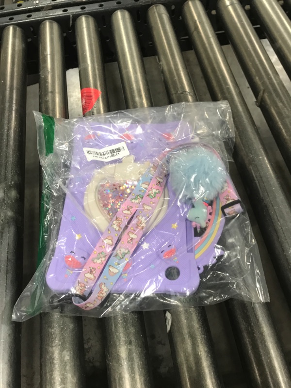 Photo 1 of [Super Cute Rainbow Handle Unicorn Case] Kids case for Samsung Galaxy Tab A9 8.7" 2023 Tablet (SM-X110/X115/X117) Case Cover for Kids Girls with Hand Strap and 360° Rotating Stand - Purple