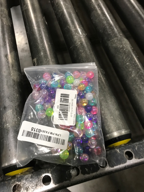 Photo 1 of 100pcs Acrylic Round Beads 12mm AB Colors Craft Beads Round Spacer Beads with Holes for Earring Bracelet Necklace Key Chains Jewelry Making(Mix AB Colors)