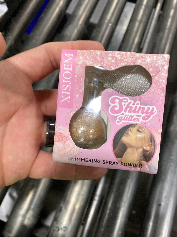 Photo 1 of  Champagne Highlighter Spray for Face and Body, Rich Color Loose Shimmer Powder Long Lasting Sparkly Spray High Gloss Makeup for Women Rave Festival Prom Stage Wedding Party, #2 