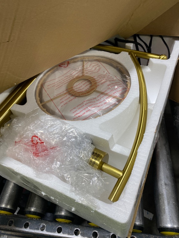 Photo 1 of Oneach Arc Floor Lamp for Living Room,Rattan Boho Floor Lamp with Hand-Woven Shade, Foot Switch,Gold Metal Base & Pole,Farmhouse Standing Lamp for Bedroom Corner,Reading