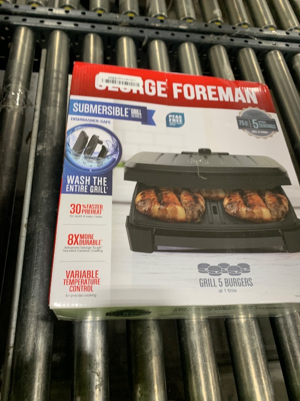 Photo 1 of GEORGE FOREMAN® Contact Submersible™ Grill, 5-Serving Grill - Adjustable Temperature Control, Black Plates, Wash the entire grill