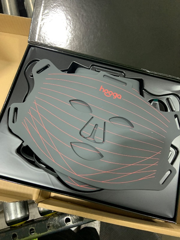 Photo 1 of Hooga Red Light Therapy LED Mask and Neck Piece Combo Set, Tri Chip LEDs, 630 nm and 660nm Red & 850nm Near Infrared, Adjustable, USB Type-C Rechargeable