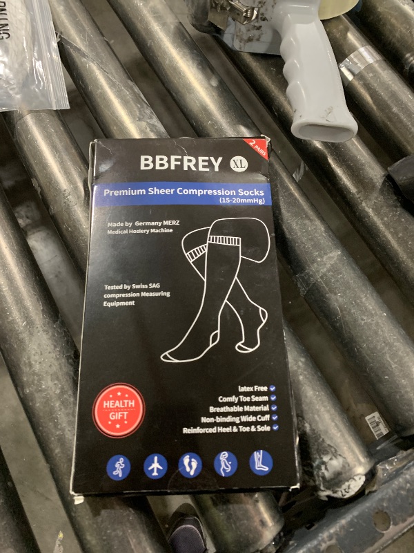 Photo 1 of 1 Pairs Sheer Compression Socks for Women 15-20 mmHg - Support Hose Knee High Compression Stockings with Comfy Toe Seam