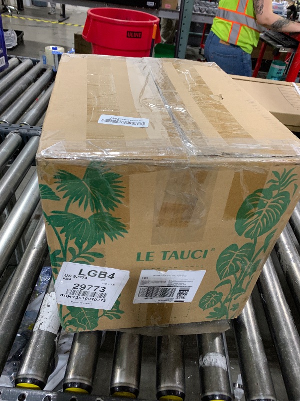 Photo 1 of LE TAUCI 10 Inch Plant Pot with Acacia Wood Stand, Ceramic Planters for Indoor Plants, Plant Pots Indoor for Home Decor, Mid-Century Modern Pots for Plants with Drainage Hole and Plug, Charcoal Gray