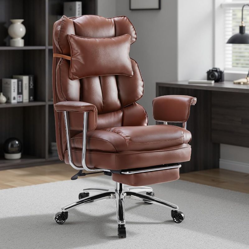 Photo 1 of 
Sweetcrispy Executive Home Office Desk Chair - Ergonomic Big Tall High Back with Footrest & Lumbar Support, Reclining Height Adjustable,