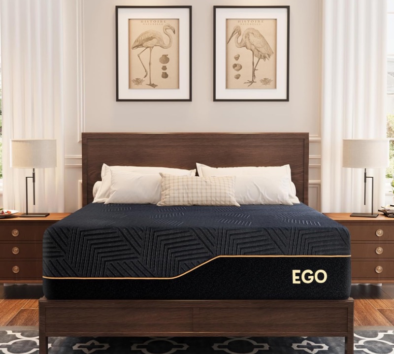 Photo 1 of EGOHOME 14 inch Firm King Mattress, Memory Foam Mattress with Cooling Cover, Bed in a Box, CertiPUR-US Certified, Breathable and Supportive, Made in USA, 76''x80''x14'' Black