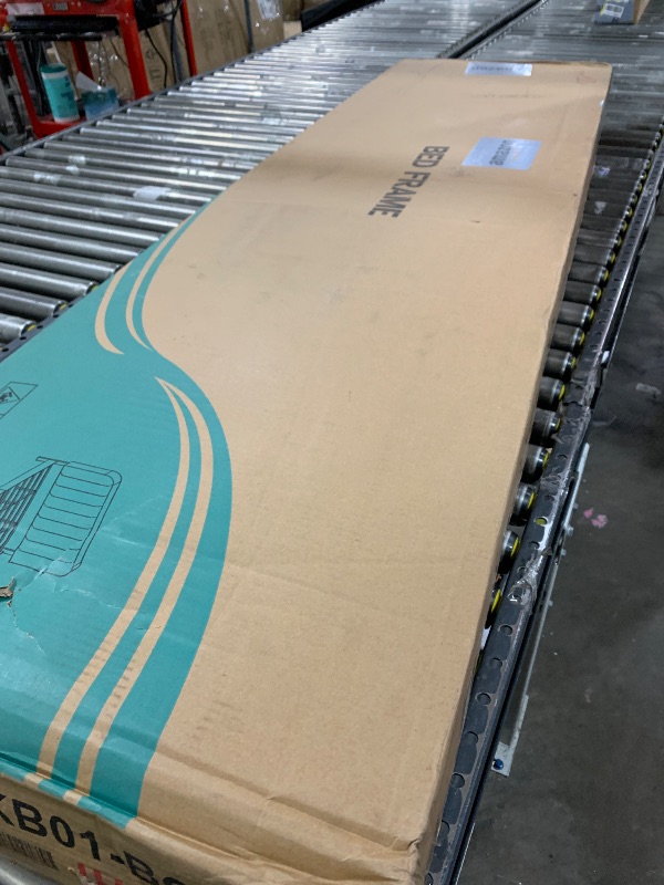 Photo 1 of Upholstered Bed Frame, Full Platform Bed Frame with Adjustable Headboard, Strong Wooden Slats Support, Beige