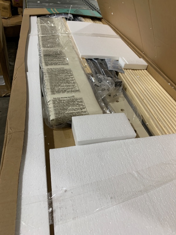 Photo 1 of Upholstered Bed Frame, Full Platform Bed Frame with Adjustable Headboard, Strong Wooden Slats Support, Beige