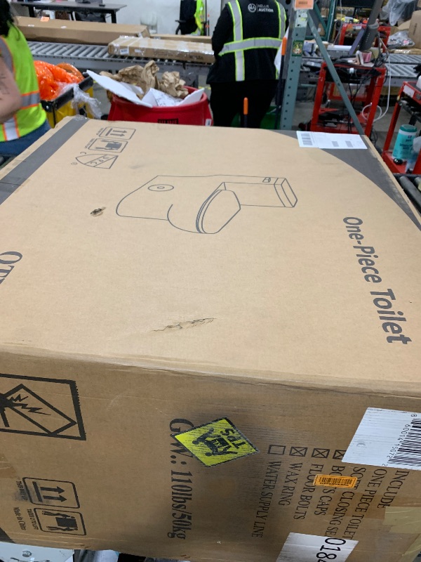 Photo 1 of HOROW One-Piece Elongated Toilet, 1.28 GPF High Efficiency, Easy Cleaning Design, Left-Hand Flush Lever, Soft-Close Seat, Compact Modern Bathroom Toilet, 12'' Rough-In, White Ceramic Bowl