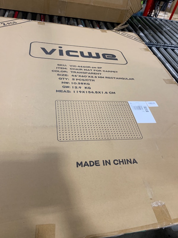 Photo 1 of Vicwe Office Chair Mat for Carpet, 2 Pack, 46''x 60' Heavy Duty Chair Mat for Carpeted Floors, Easy Rolling Hard Mat for Office Chair on Carpets, Anti-Slip Carpet Protector Mat Clear,Ship Flat