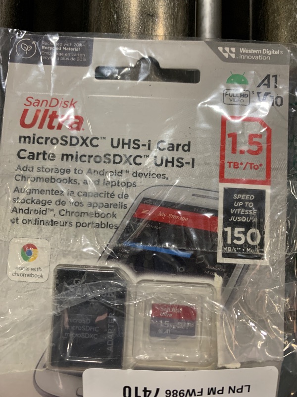 Photo 1 of SanDisk 1.5TB Ultra microSDXC UHS-I Memory Card with Adapter - Up to 150MB/s, C10, U1, Full HD, A1, MicroSD Card - SDSQUAC-1T50-GN6MA [New Version]