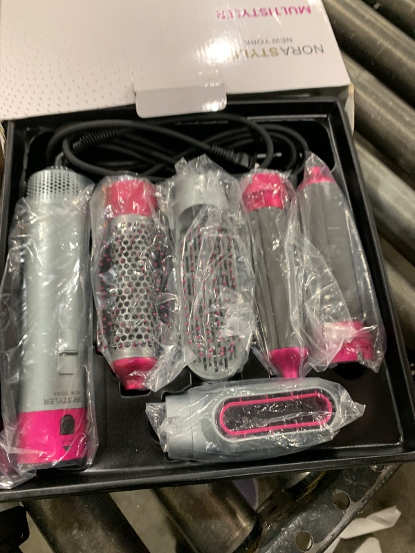 Photo 1 of Shark FlexFusion Hair Straightener & Powerful Hair Dryer with Fusion Hair Brush, Ceramic Air Styler with Auto-Wrap Curlers & Concentrator, Ceramic Plates, Cosmic Blush HD641S