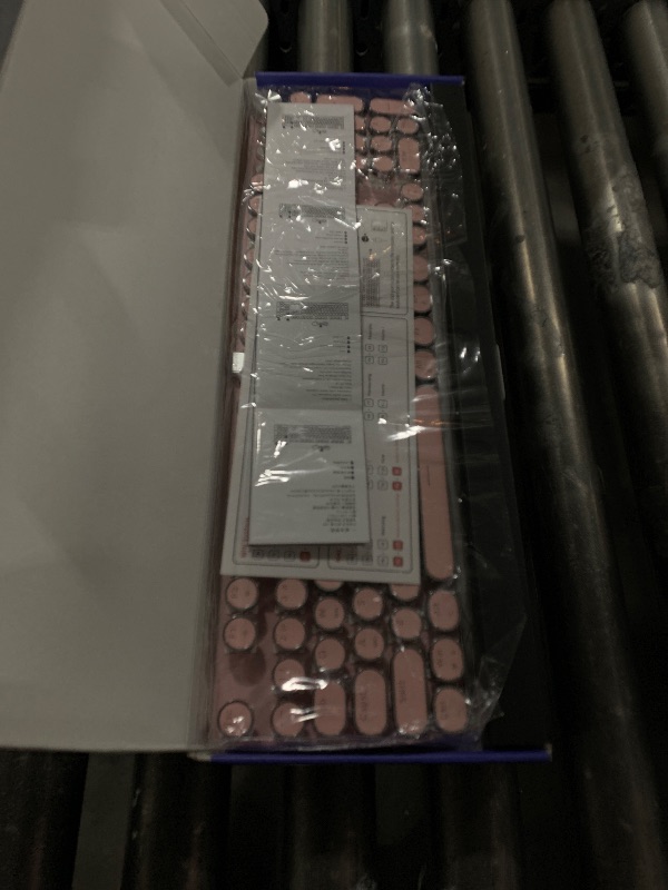 Photo 1 of EWEADN Typewriter Style Mechanical Keyboard, Wired Typewriter Keyboards,104 Keys Backlit LED Metal Keyboards, Media Control Knob, Wired Computer Keyboard White Switch for Windows/Mac/PC-Dark Pink