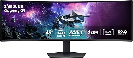 Photo 1 of SAMSUNG 49" Odyssey G9 (G95C) Series DQHD 1000R Curved Gaming Monitor, 240Hz, 1ms(GtG), DisplayHDR 1000, AMD FreeSync Premium Pro, Eye Saver Mode, Auto Source Switch+, LS49CG950ENXZA, 2024
